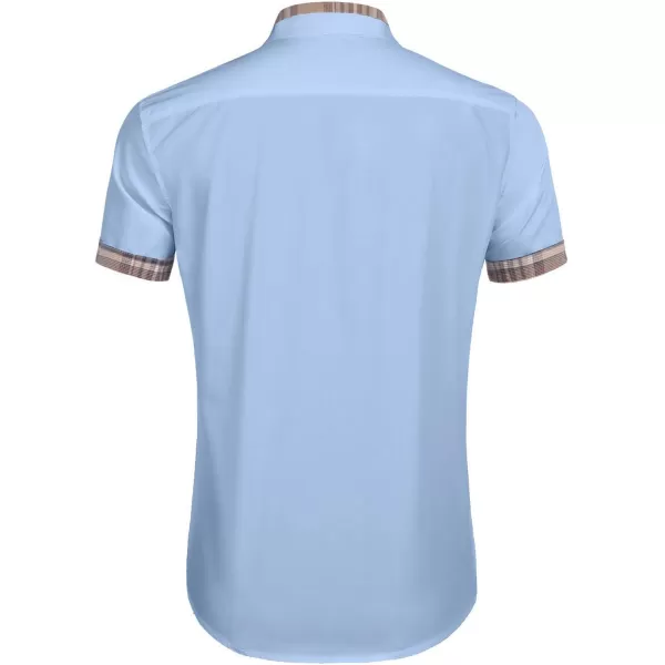 COOFANDY Mens Short Sleeve Dress Shirts Casual Wrinkle Free Shirt Plaid Collar Summer Button Down Shirts