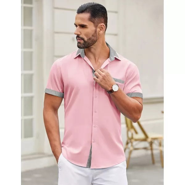 COOFANDY Mens Short Sleeve Dress Shirts Casual Wrinkle Free Shirt Plaid Collar Summer Button Down Shirts)