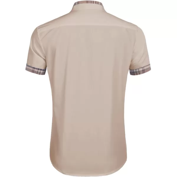 COOFANDY Mens Short Sleeve Dress Shirts Casual Wrinkle Free Shirt Plaid Collar Summer Button Down Shirts