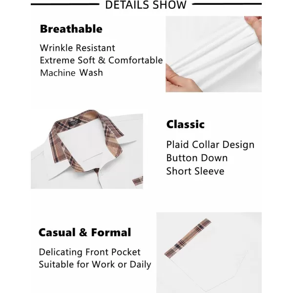 COOFANDY Mens Short Sleeve Dress Shirts Casual Wrinkle Free Shirt Plaid Collar Summer Button Down Shirts