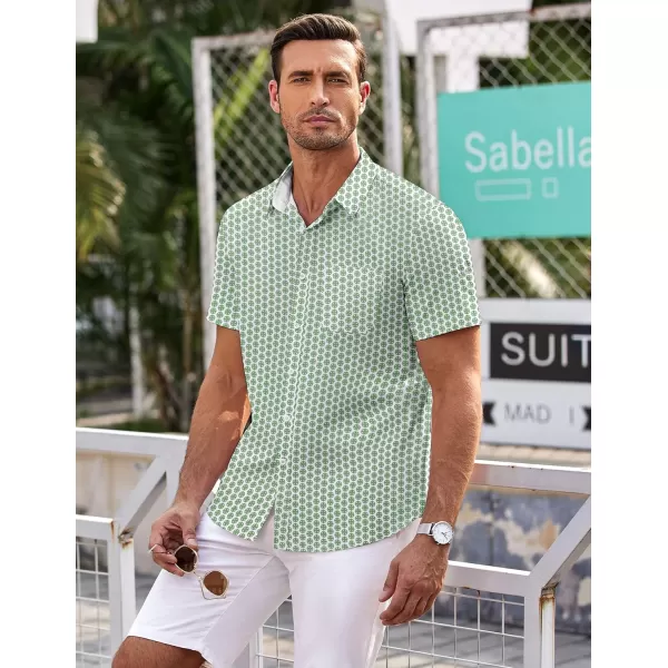 COOFANDY Men's Short Sleeve Dress Shirts Wrinkle Free Polka Dot Print Shirt Casual Button Down Shirts with Pocket