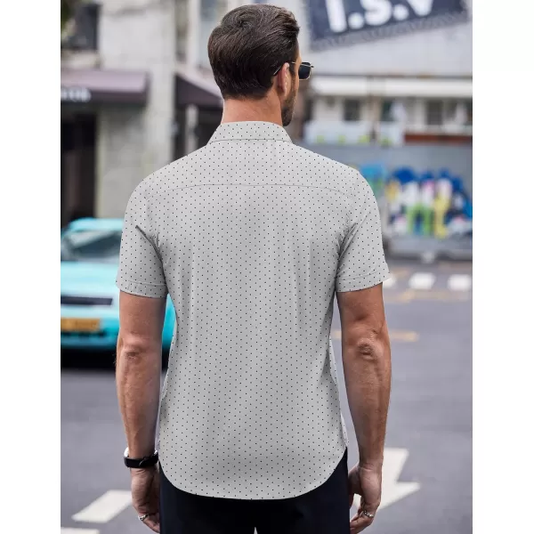 COOFANDY Men's Short Sleeve Dress Shirts Wrinkle Free Polka Dot Print Shirt Casual Button Down Shirts with Pocket