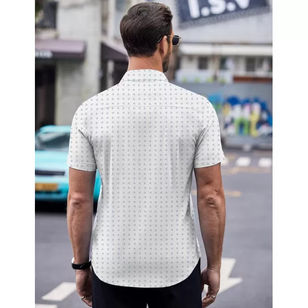COOFANDY Men's Short Sleeve Dress Shirts Wrinkle Free Polka Dot Print Shirt Casual Button Down Shirts with Pocket)