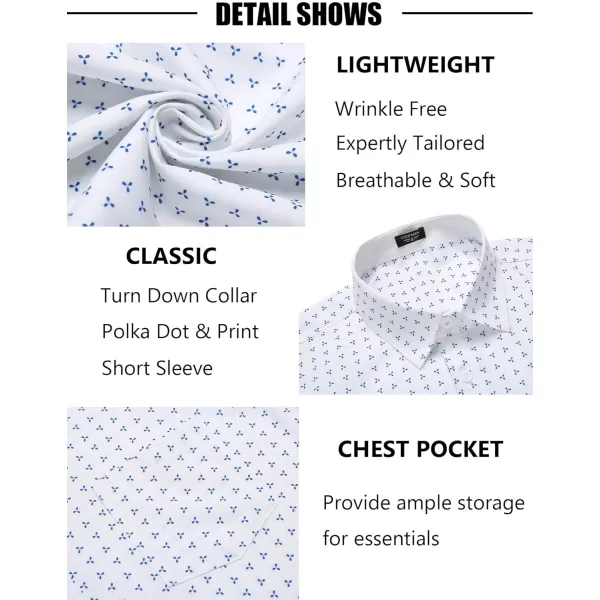 COOFANDY Men's Short Sleeve Dress Shirts Wrinkle Free Polka Dot Print Shirt Casual Button Down Shirts with Pocket)