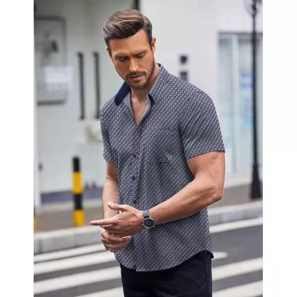 COOFANDY Men's Short Sleeve Dress Shirts Wrinkle Free Polka Dot Print Shirt Casual Button Down Shirts with Pocket)