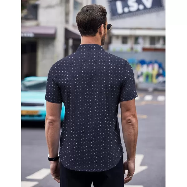 COOFANDY Men's Short Sleeve Dress Shirts Wrinkle Free Polka Dot Print Shirt Casual Button Down Shirts with Pocket