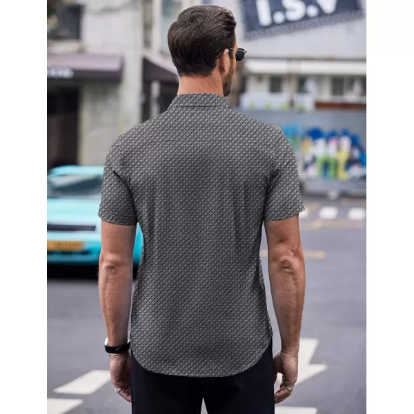 COOFANDY Men's Short Sleeve Dress Shirts Wrinkle Free Polka Dot Print Shirt Casual Button Down Shirts with Pocket)