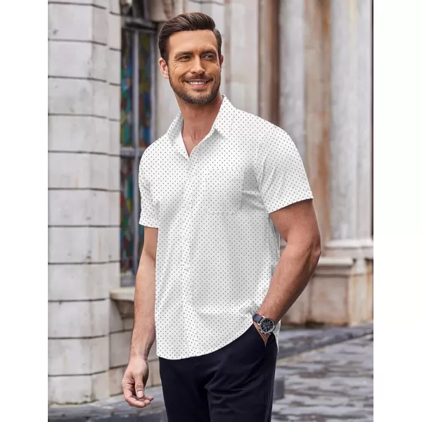 COOFANDY Men's Short Sleeve Dress Shirts Wrinkle Free Polka Dot Print Shirt Casual Button Down Shirts with Pocket)