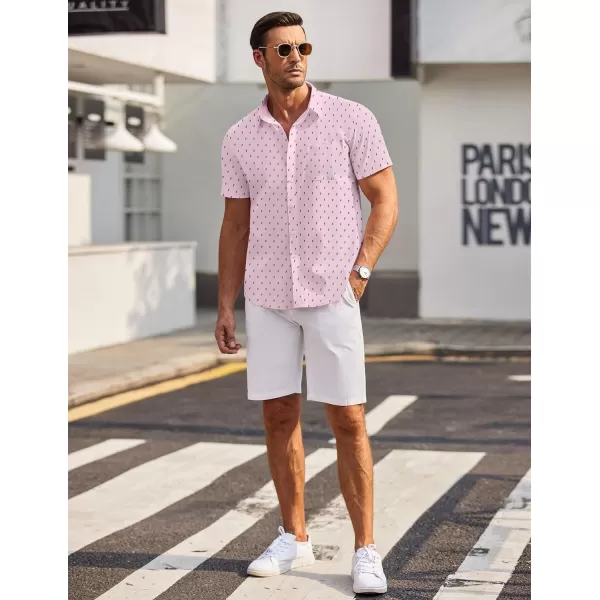 COOFANDY Men's Short Sleeve Dress Shirts Wrinkle Free Polka Dot Print Shirt Casual Button Down Shirts with Pocket