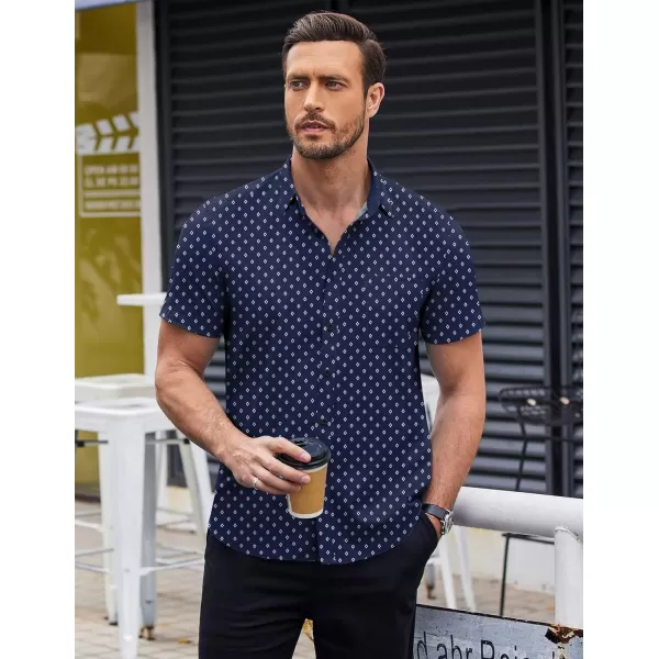 COOFANDY Men's Short Sleeve Dress Shirts Wrinkle Free Polka Dot Print Shirt Casual Button Down Shirts with Pocket)