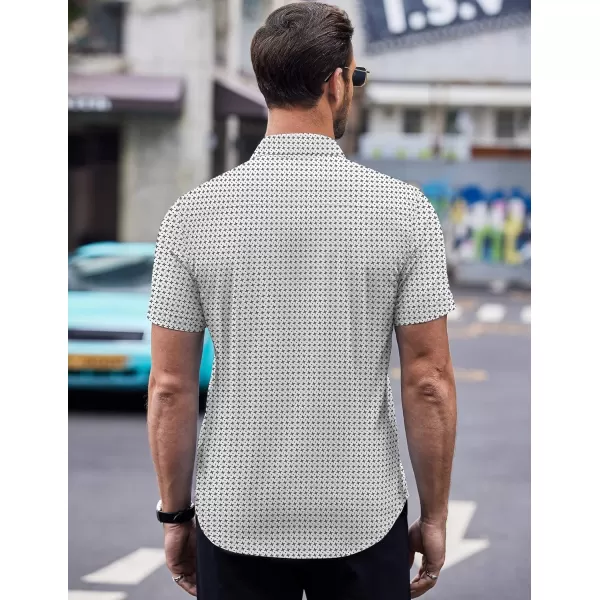 COOFANDY Men's Short Sleeve Dress Shirts Wrinkle Free Polka Dot Print Shirt Casual Button Down Shirts with Pocket)