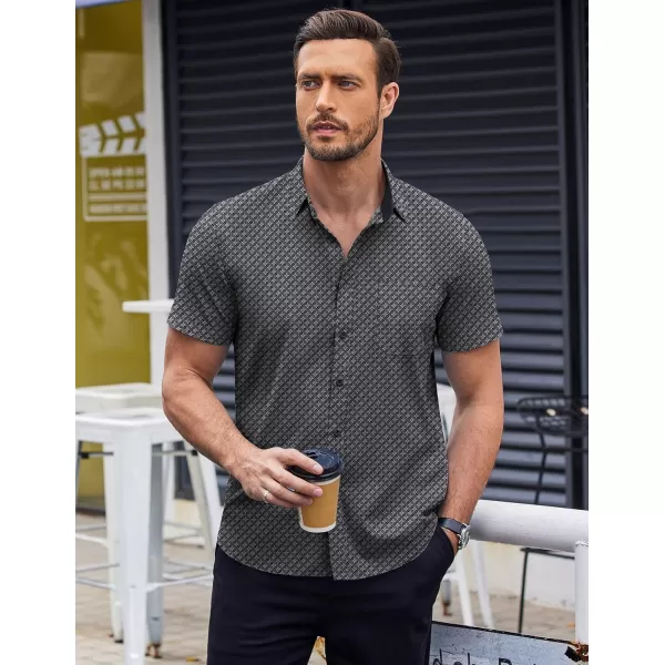 COOFANDY Men's Short Sleeve Dress Shirts Wrinkle Free Polka Dot Print Shirt Casual Button Down Shirts with Pocket)