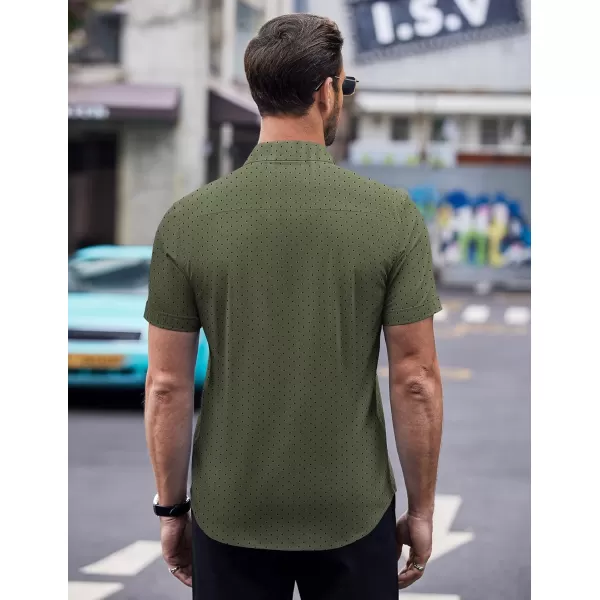 COOFANDY Men's Short Sleeve Dress Shirts Wrinkle Free Polka Dot Print Shirt Casual Button Down Shirts with Pocket