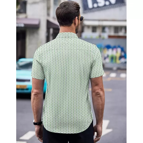 COOFANDY Men's Short Sleeve Dress Shirts Wrinkle Free Polka Dot Print Shirt Casual Button Down Shirts with Pocket