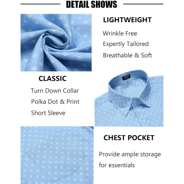 COOFANDY Men's Short Sleeve Dress Shirts Wrinkle Free Polka Dot Print Shirt Casual Button Down Shirts with Pocket)
