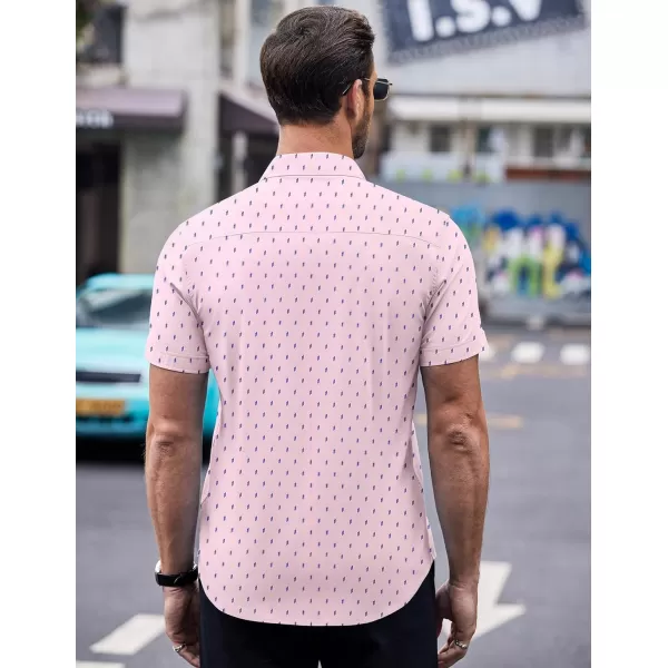 COOFANDY Men's Short Sleeve Dress Shirts Wrinkle Free Polka Dot Print Shirt Casual Button Down Shirts with Pocket