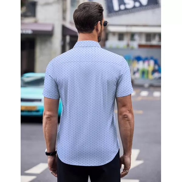 COOFANDY Men's Short Sleeve Dress Shirts Wrinkle Free Polka Dot Print Shirt Casual Button Down Shirts with Pocket