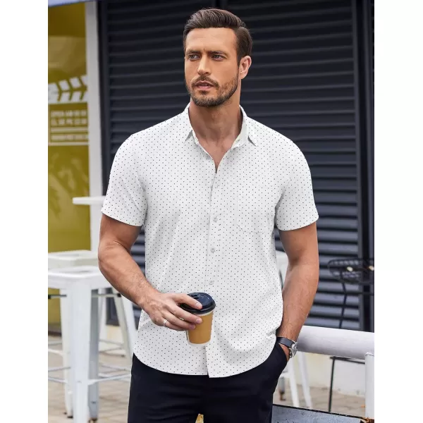 COOFANDY Men's Short Sleeve Dress Shirts Wrinkle Free Polka Dot Print Shirt Casual Button Down Shirts with Pocket