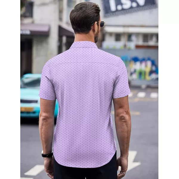 COOFANDY Men's Short Sleeve Dress Shirts Wrinkle Free Polka Dot Print Shirt Casual Button Down Shirts with Pocket
