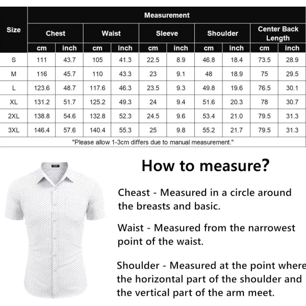 COOFANDY Men's Short Sleeve Dress Shirts Wrinkle Free Polka Dot Print Shirt Casual Button Down Shirts with Pocket