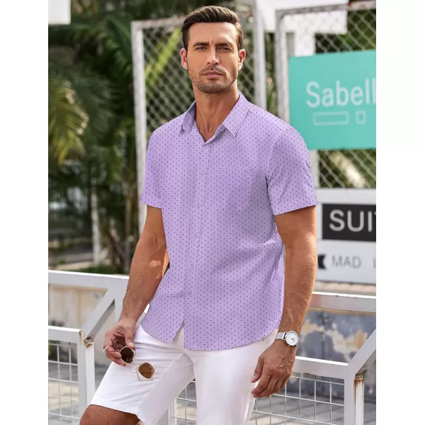 COOFANDY Men's Short Sleeve Dress Shirts Wrinkle Free Polka Dot Print Shirt Casual Button Down Shirts with Pocket