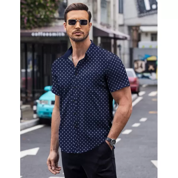 COOFANDY Men's Short Sleeve Dress Shirts Wrinkle Free Polka Dot Print Shirt Casual Button Down Shirts with Pocket)