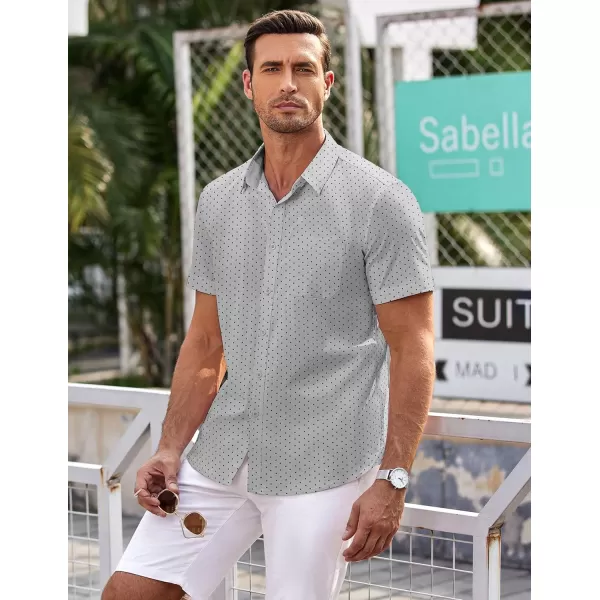 COOFANDY Men's Short Sleeve Dress Shirts Wrinkle Free Polka Dot Print Shirt Casual Button Down Shirts with Pocket
