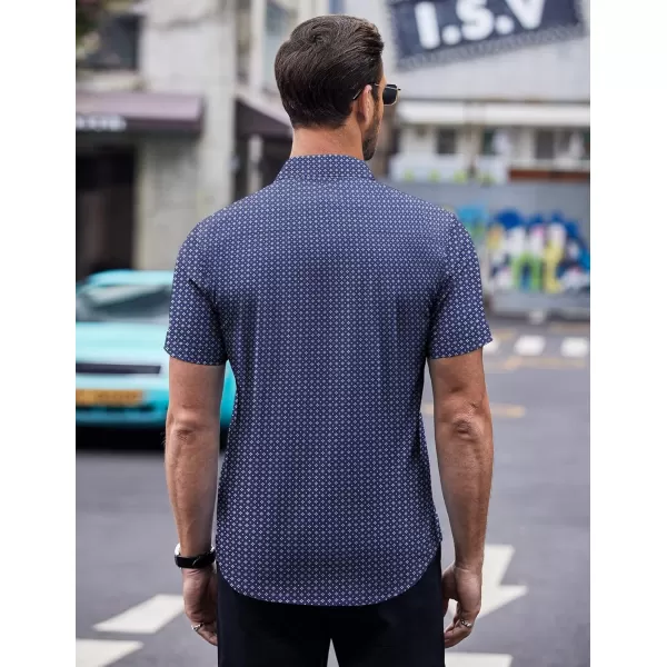 COOFANDY Men's Short Sleeve Dress Shirts Wrinkle Free Polka Dot Print Shirt Casual Button Down Shirts with Pocket)