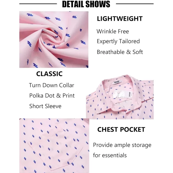 COOFANDY Men's Short Sleeve Dress Shirts Wrinkle Free Polka Dot Print Shirt Casual Button Down Shirts with Pocket