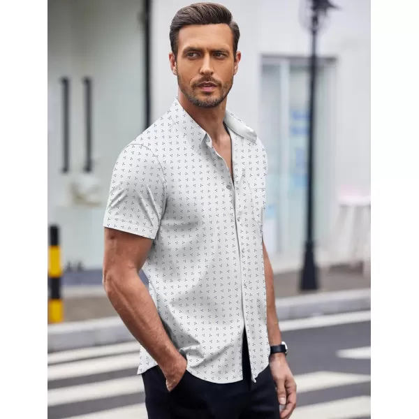 COOFANDY Men's Short Sleeve Dress Shirts Wrinkle Free Polka Dot Print Shirt Casual Button Down Shirts with Pocket)