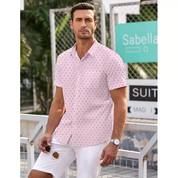 COOFANDY Men's Short Sleeve Dress Shirts Wrinkle Free Polka Dot Print Shirt Casual Button Down Shirts with Pocket