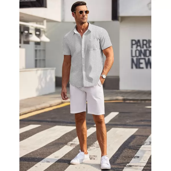 COOFANDY Men's Short Sleeve Dress Shirts Wrinkle Free Polka Dot Print Shirt Casual Button Down Shirts with Pocket)