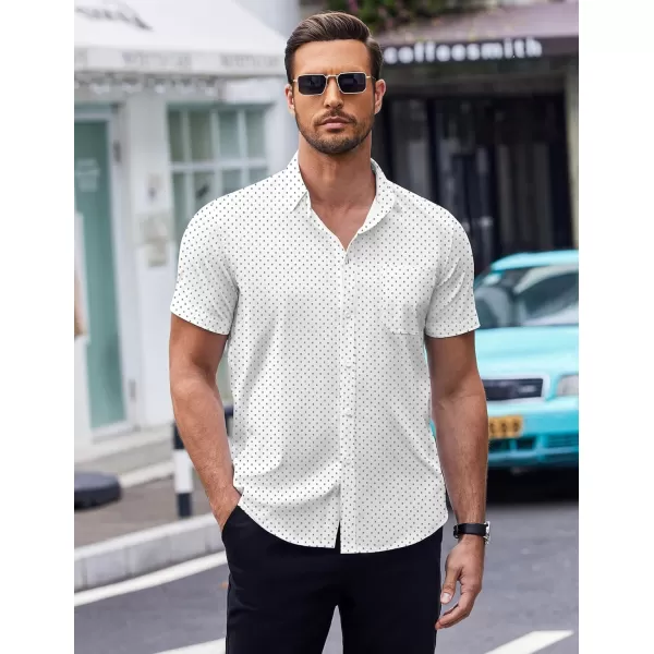 COOFANDY Men's Short Sleeve Dress Shirts Wrinkle Free Polka Dot Print Shirt Casual Button Down Shirts with Pocket)
