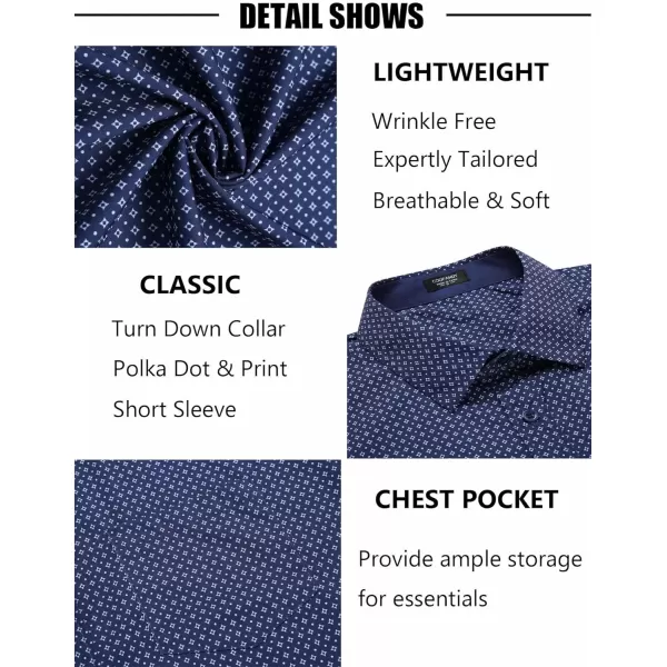 COOFANDY Men's Short Sleeve Dress Shirts Wrinkle Free Polka Dot Print Shirt Casual Button Down Shirts with Pocket)