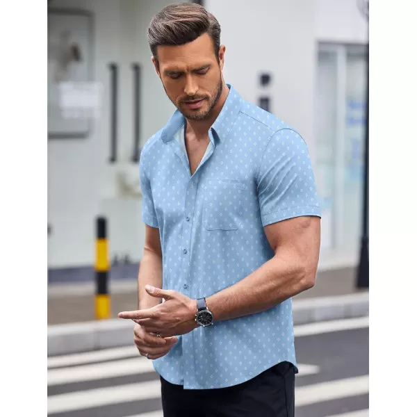 COOFANDY Men's Short Sleeve Dress Shirts Wrinkle Free Polka Dot Print Shirt Casual Button Down Shirts with Pocket)