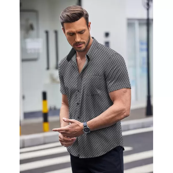 COOFANDY Men's Short Sleeve Dress Shirts Wrinkle Free Polka Dot Print Shirt Casual Button Down Shirts with Pocket)