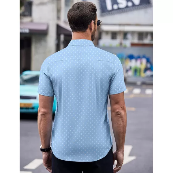 COOFANDY Men's Short Sleeve Dress Shirts Wrinkle Free Polka Dot Print Shirt Casual Button Down Shirts with Pocket)