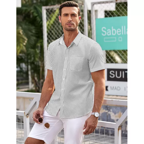 COOFANDY Men's Short Sleeve Dress Shirts Wrinkle Free Polka Dot Print Shirt Casual Button Down Shirts with Pocket)