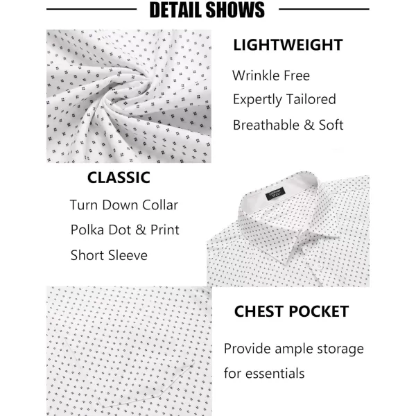 COOFANDY Men's Short Sleeve Dress Shirts Wrinkle Free Polka Dot Print Shirt Casual Button Down Shirts with Pocket)