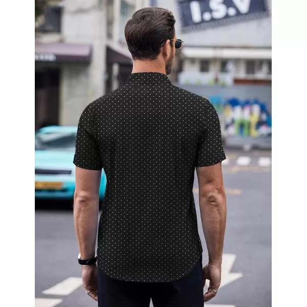 COOFANDY Men's Short Sleeve Dress Shirts Wrinkle Free Polka Dot Print Shirt Casual Button Down Shirts with Pocket