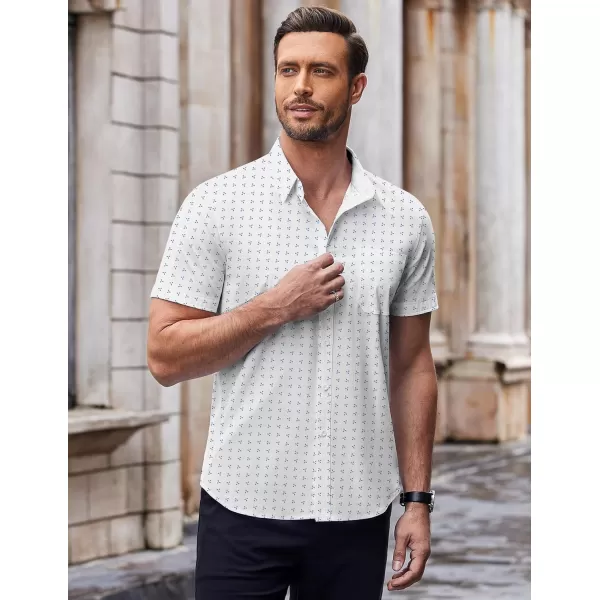 COOFANDY Men's Short Sleeve Dress Shirts Wrinkle Free Polka Dot Print Shirt Casual Button Down Shirts with Pocket)