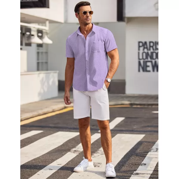 COOFANDY Men's Short Sleeve Dress Shirts Wrinkle Free Polka Dot Print Shirt Casual Button Down Shirts with Pocket