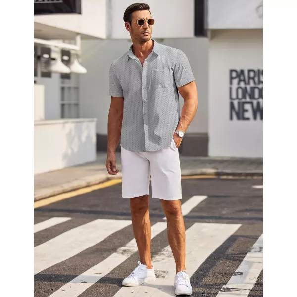 COOFANDY Men's Short Sleeve Dress Shirts Wrinkle Free Polka Dot Print Shirt Casual Button Down Shirts with Pocket