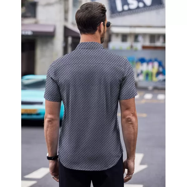 COOFANDY Men's Short Sleeve Dress Shirts Wrinkle Free Polka Dot Print Shirt Casual Button Down Shirts with Pocket)