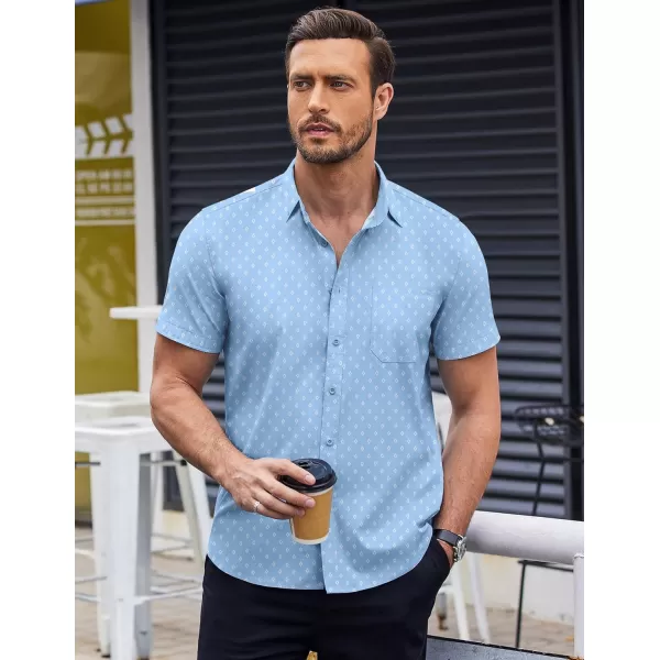 COOFANDY Men's Short Sleeve Dress Shirts Wrinkle Free Polka Dot Print Shirt Casual Button Down Shirts with Pocket)