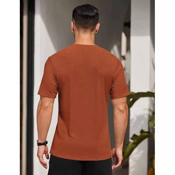 COOFANDY Men's Short Sleeve Henley Shirts Stretch Ribbed T-Shirts Fashion Casual Basic Tops