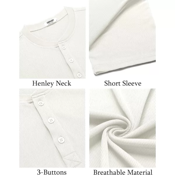 COOFANDY Men's Short Sleeve Henley Shirts Stretch Ribbed T-Shirts Fashion Casual Basic Tops