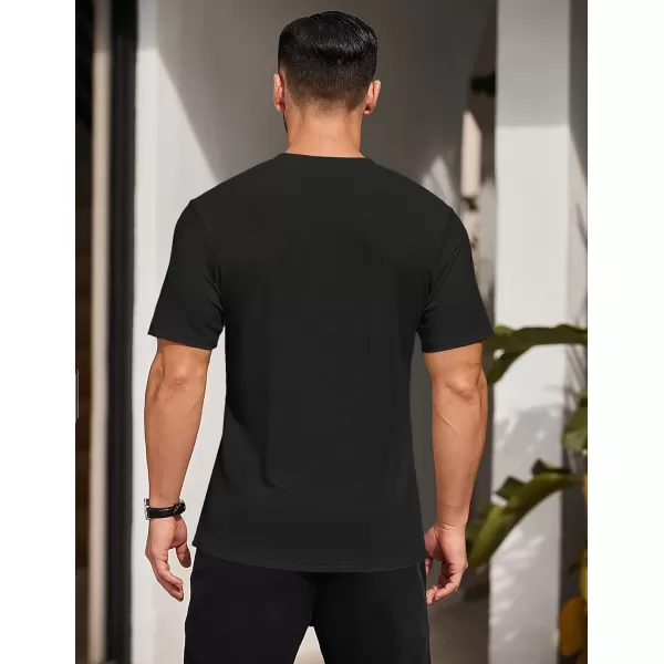 COOFANDY Men's Short Sleeve Henley Shirts Stretch Ribbed T-Shirts Fashion Casual Basic Tops