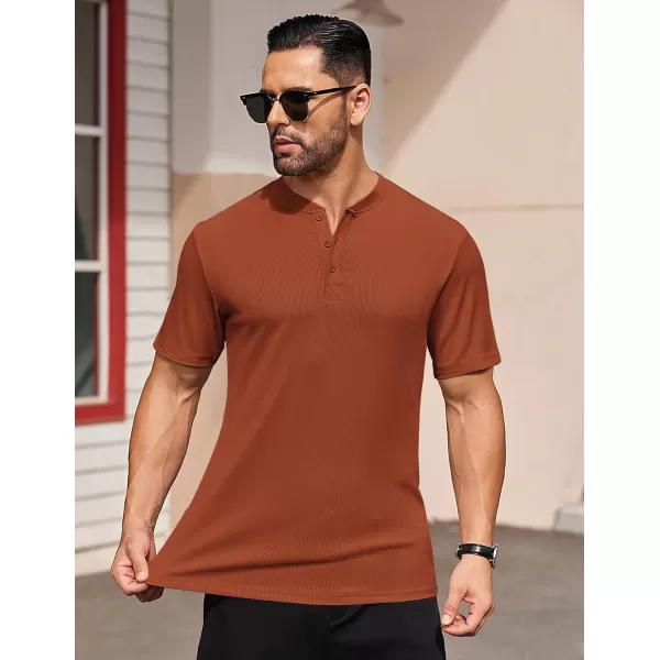 COOFANDY Men's Short Sleeve Henley Shirts Stretch Ribbed T-Shirts Fashion Casual Basic Tops