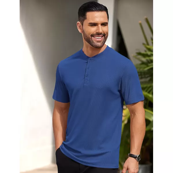 COOFANDY Men's Short Sleeve Henley Shirts Stretch Ribbed T-Shirts Fashion Casual Basic Tops